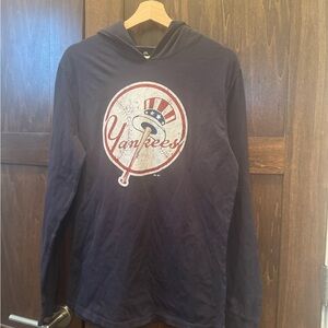 Majestic Threads Men's Navy Long Sleeve Aaron Judge Yankees Hooded Shirt